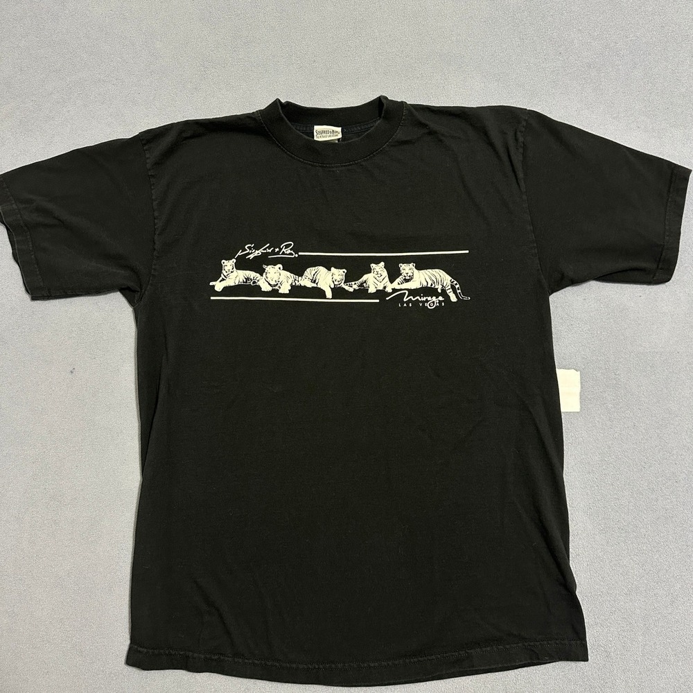 Vintage Siegfried & Roy The Mirage Las Vegas Tiger T-Shirt Black Mens Size XL
